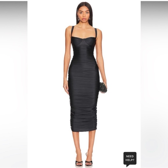Good American Dresses & Skirts - Good American Black Ruched Sweetheart Midi Dress